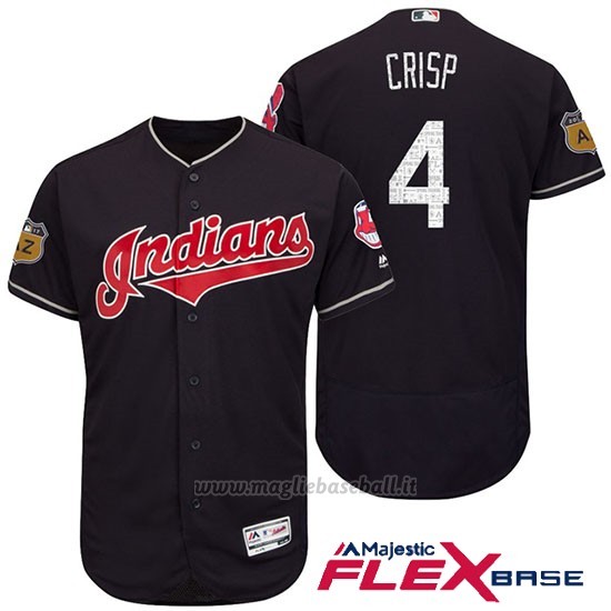 Maglia Baseball Uomo Cleveland Indians Coco Crisp Blu 2017 Allenamento Primaverile Flex Base Giocatore